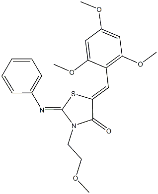 3-(2-methoxyethyl)-2-(phenylimino)-5-(2,4,6-trimethoxybenzylidene)-1,3-thiazolidin-4-one Struktur