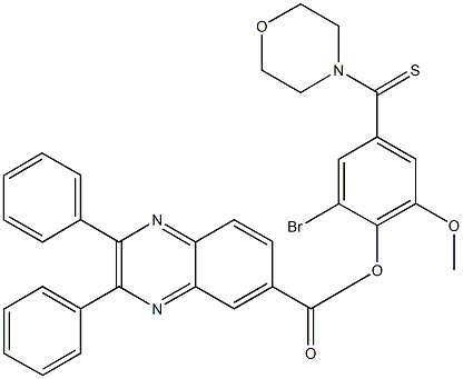 2-bromo-6-methoxy-4-(4-morpholinylcarbothioyl)phenyl 2,3-diphenyl-6-quinoxalinecarboxylate Struktur