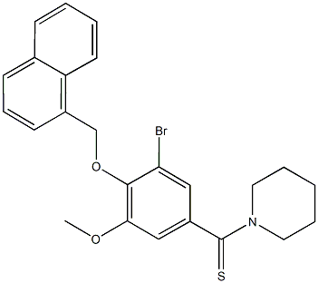 1-[3-bromo-5-methoxy-4-(1-naphthylmethoxy)benzothioyl]piperidine Struktur