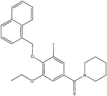 1-[3-ethoxy-5-iodo-4-(1-naphthylmethoxy)benzothioyl]piperidine Struktur