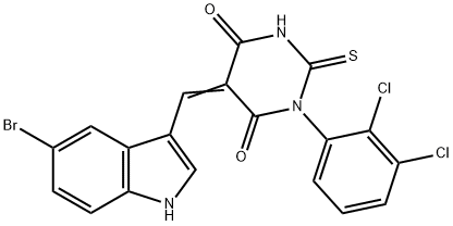 5-[(5-bromo-1H-indol-3-yl)methylene]-1-(2,3-dichlorophenyl)-2-thioxodihydro-4,6(1H,5H)-pyrimidinedione Struktur