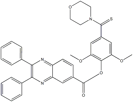 2,6-dimethoxy-4-(4-morpholinylcarbothioyl)phenyl 2,3-diphenyl-6-quinoxalinecarboxylate Struktur