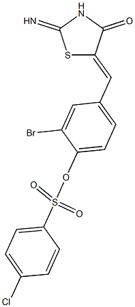 2-bromo-4-[(2-imino-4-oxo-1,3-thiazolidin-5-ylidene)methyl]phenyl 4-chlorobenzenesulfonate Struktur