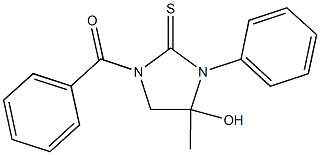 1-benzoyl-4-hydroxy-4-methyl-3-phenylimidazolidine-2-thione Struktur