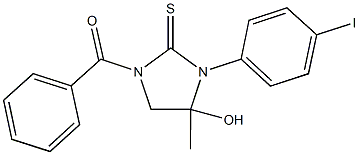 1-benzoyl-4-hydroxy-3-(4-iodophenyl)-4-methylimidazolidine-2-thione Struktur