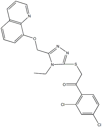 1-(2,4-dichlorophenyl)-2-({4-ethyl-5-[(8-quinolinyloxy)methyl]-4H-1,2,4-triazol-3-yl}sulfanyl)ethanone Struktur