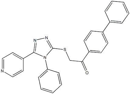 1-[1,1'-biphenyl]-4-yl-2-{[4-phenyl-5-(4-pyridinyl)-4H-1,2,4-triazol-3-yl]sulfanyl}ethanone Struktur