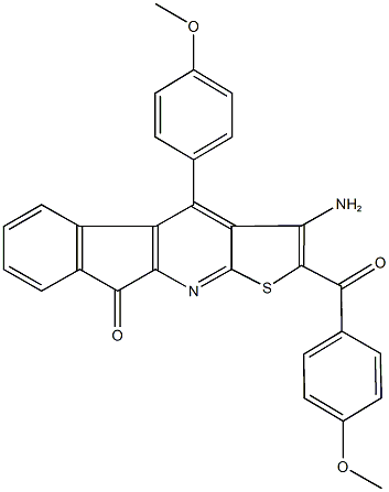 3-amino-2-(4-methoxybenzoyl)-4-(4-methoxyphenyl)-9H-indeno[2,1-b]thieno[3,2-e]pyridin-9-one Struktur