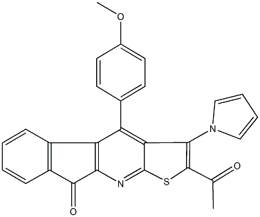 2-acetyl-4-(4-methoxyphenyl)-3-(1H-pyrrol-1-yl)-9H-indeno[2,1-b]thieno[3,2-e]pyridin-9-one Struktur