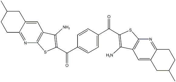 (3-amino-6-methyl-5,6,7,8-tetrahydrothieno[2,3-b]quinolin-2-yl){4-[(3-amino-6-methyl-5,6,7,8-tetrahydrothieno[2,3-b]quinolin-2-yl)carbonyl]phenyl}methanone Struktur