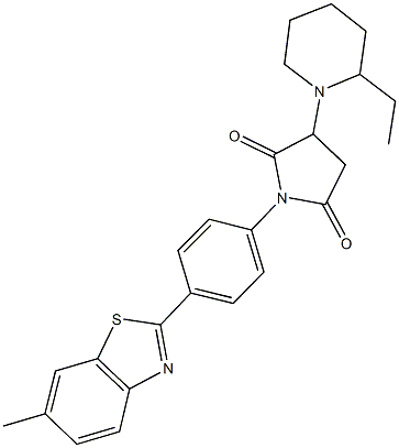 3-(2-ethyl-1-piperidinyl)-1-[4-(6-methyl-1,3-benzothiazol-2-yl)phenyl]-2,5-pyrrolidinedione Struktur