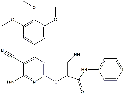 3,6-diamino-5-cyano-N-phenyl-4-(3,4,5-trimethoxyphenyl)thieno[2,3-b]pyridine-2-carboxamide Struktur