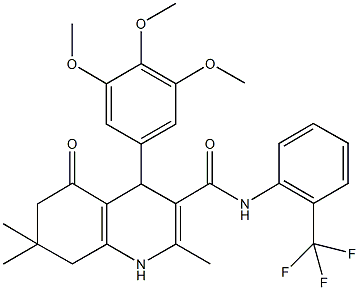 2,7,7-trimethyl-5-oxo-N-[2-(trifluoromethyl)phenyl]-4-(3,4,5-trimethoxyphenyl)-1,4,5,6,7,8-hexahydro-3-quinolinecarboxamide Struktur