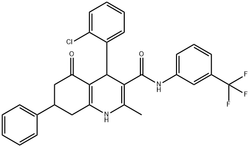 4-(2-chlorophenyl)-2-methyl-5-oxo-7-phenyl-N-[3-(trifluoromethyl)phenyl]-1,4,5,6,7,8-hexahydro-3-quinolinecarboxamide Struktur