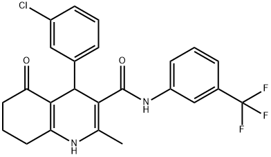 4-(3-chlorophenyl)-2-methyl-5-oxo-N-[3-(trifluoromethyl)phenyl]-1,4,5,6,7,8-hexahydro-3-quinolinecarboxamide Struktur