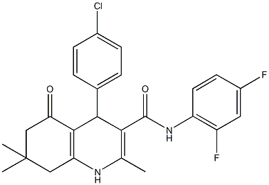 4-(4-chlorophenyl)-N-(2,4-difluorophenyl)-2,7,7-trimethyl-5-oxo-1,4,5,6,7,8-hexahydro-3-quinolinecarboxamide Struktur