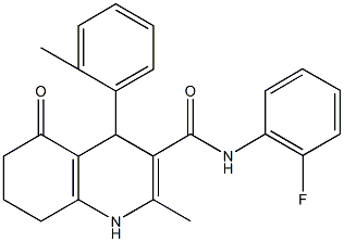 N-(2-fluorophenyl)-2-methyl-4-(2-methylphenyl)-5-oxo-1,4,5,6,7,8-hexahydro-3-quinolinecarboxamide Struktur