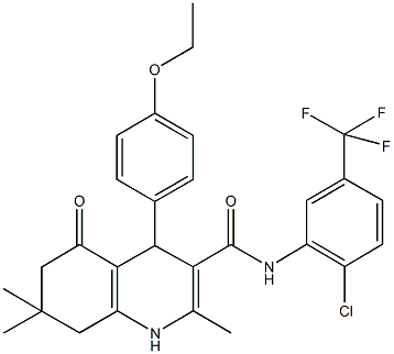 N-[2-chloro-5-(trifluoromethyl)phenyl]-4-(4-ethoxyphenyl)-2,7,7-trimethyl-5-oxo-1,4,5,6,7,8-hexahydro-3-quinolinecarboxamide Struktur