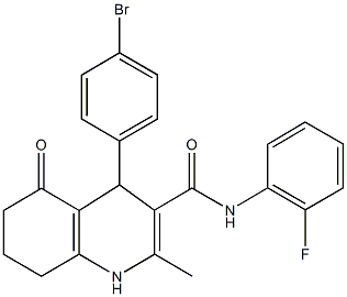 4-(4-bromophenyl)-N-(2-fluorophenyl)-2-methyl-5-oxo-1,4,5,6,7,8-hexahydro-3-quinolinecarboxamide Struktur