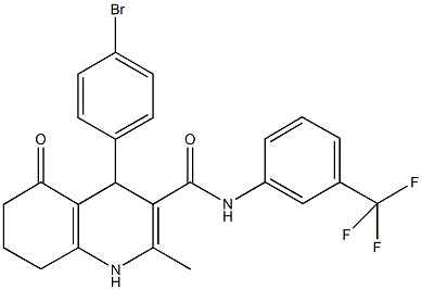 4-(4-bromophenyl)-2-methyl-5-oxo-N-[3-(trifluoromethyl)phenyl]-1,4,5,6,7,8-hexahydro-3-quinolinecarboxamide Struktur