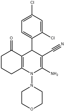 2-amino-4-(2,4-dichlorophenyl)-1-(4-morpholinyl)-5-oxo-1,4,5,6,7,8-hexahydro-3-quinolinecarbonitrile Struktur