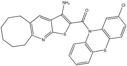 2-[(2-chloro-10H-phenothiazin-10-yl)carbonyl]-5,6,7,8,9,10-hexahydrocycloocta[b]thieno[3,2-e]pyridin-3-ylamine Struktur