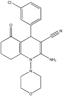 2-amino-4-(3-chlorophenyl)-1-(4-morpholinyl)-5-oxo-1,4,5,6,7,8-hexahydro-3-quinolinecarbonitrile Struktur