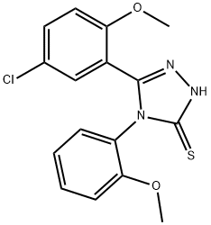 5-(5-chloro-2-methoxyphenyl)-4-(2-methoxyphenyl)-4H-1,2,4-triazol-3-yl hydrosulfide Struktur