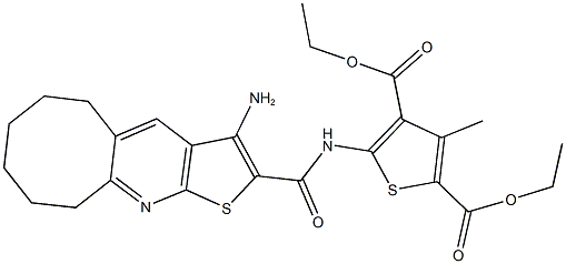 diethyl 5-{[(3-amino-5,6,7,8,9,10-hexahydrocycloocta[b]thieno[3,2-e]pyridin-2-yl)carbonyl]amino}-3-methyl-2,4-thiophenedicarboxylate Struktur