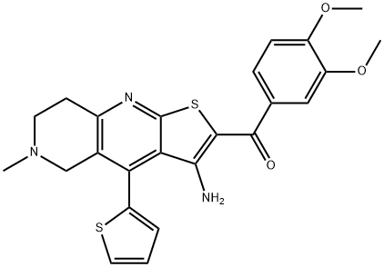 [3-amino-6-methyl-4-(2-thienyl)-5,6,7,8-tetrahydrothieno[2,3-b][1,6]naphthyridin-2-yl](3,4-dimethoxyphenyl)methanone Struktur