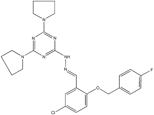 5-chloro-2-[(4-fluorobenzyl)oxy]benzaldehyde (4,6-dipyrrolidin-1-yl-1,3,5-triazin-2-yl)hydrazone Struktur