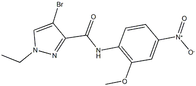 4-bromo-1-ethyl-N-{4-nitro-2-methoxyphenyl}-1H-pyrazole-3-carboxamide Struktur