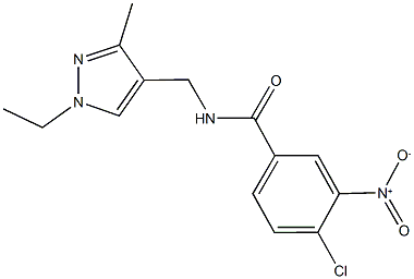 4-chloro-N-[(1-ethyl-3-methyl-1H-pyrazol-4-yl)methyl]-3-nitrobenzamide Struktur