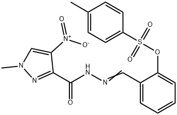 2-[2-({4-nitro-1-methyl-1H-pyrazol-3-yl}carbonyl)carbohydrazonoyl]phenyl 4-methylbenzenesulfonate Struktur