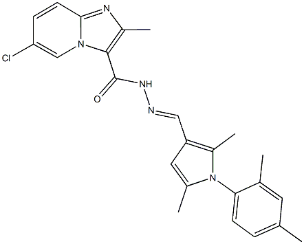 6-chloro-N'-{[1-(2,4-dimethylphenyl)-2,5-dimethyl-1H-pyrrol-3-yl]methylene}-2-methylimidazo[1,2-a]pyridine-3-carbohydrazide Struktur