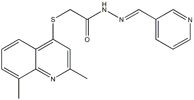 2-[(2,8-dimethyl-4-quinolinyl)sulfanyl]-N'-(3-pyridinylmethylene)acetohydrazide Struktur