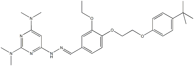 4-[2-(4-tert-butylphenoxy)ethoxy]-3-ethoxybenzaldehyde [2,6-bis(dimethylamino)-4-pyrimidinyl]hydrazone Struktur