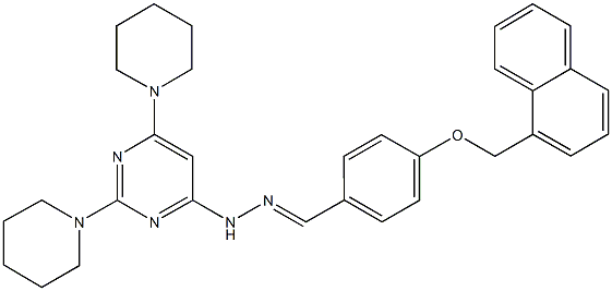 4-(1-naphthylmethoxy)benzaldehyde [2,6-di(1-piperidinyl)-4-pyrimidinyl]hydrazone Struktur