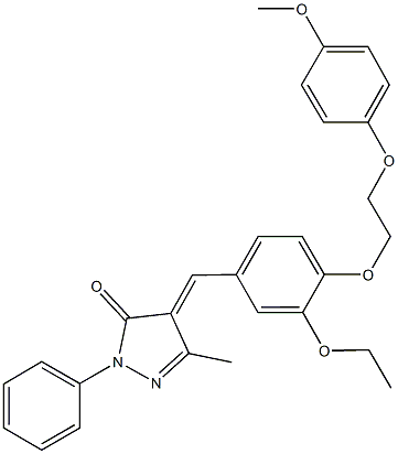 4-{3-ethoxy-4-[2-(4-methoxyphenoxy)ethoxy]benzylidene}-5-methyl-2-phenyl-2,4-dihydro-3H-pyrazol-3-one Struktur