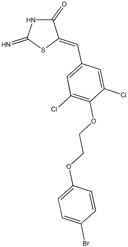 5-{4-[2-(4-bromophenoxy)ethoxy]-3,5-dichlorobenzylidene}-2-imino-1,3-thiazolidin-4-one Struktur