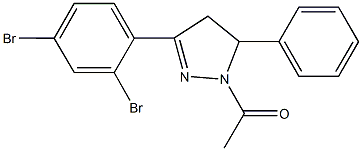 1-acetyl-3-(2,4-dibromophenyl)-5-phenyl-4,5-dihydro-1H-pyrazole Struktur