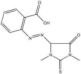 2-[(1,3-dimethyl-5-oxo-2-thioxo-4-imidazolidinyl)diazenyl]benzoic acid Struktur