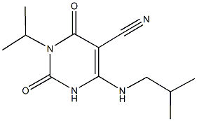 6-(isobutylamino)-3-isopropyl-2,4-dioxo-1,2,3,4-tetrahydro-5-pyrimidinecarbonitrile Struktur