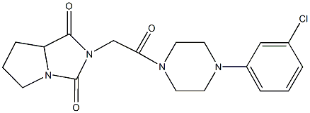 2-{2-[4-(3-chlorophenyl)-1-piperazinyl]-2-oxoethyl}tetrahydro-1H-pyrrolo[1,2-c]imidazole-1,3(2H)-dione Struktur