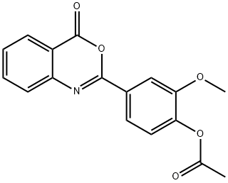 2-methoxy-4-(4-oxo-4H-3,1-benzoxazin-2-yl)phenyl acetate Struktur