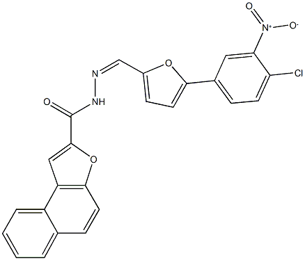 N'-[(5-{4-chloro-3-nitrophenyl}-2-furyl)methylene]naphtho[2,1-b]furan-2-carbohydrazide Struktur