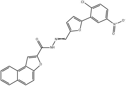 N'-[(5-{2-chloro-5-nitrophenyl}-2-furyl)methylene]naphtho[2,1-b]furan-2-carbohydrazide Struktur