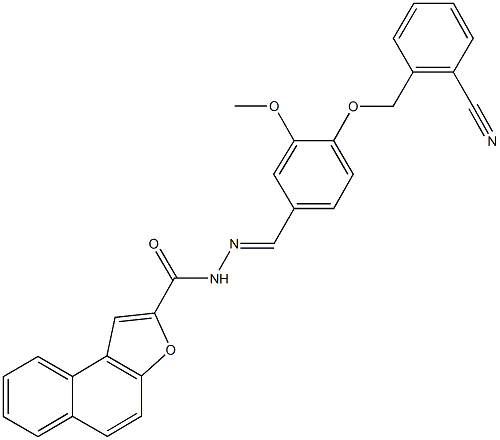 N'-{4-[(2-cyanobenzyl)oxy]-3-methoxybenzylidene}naphtho[2,1-b]furan-2-carbohydrazide Struktur