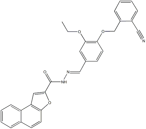 N'-{4-[(2-cyanobenzyl)oxy]-3-ethoxybenzylidene}naphtho[2,1-b]furan-2-carbohydrazide Struktur