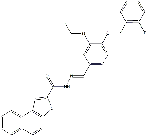 N'-{3-ethoxy-4-[(2-fluorobenzyl)oxy]benzylidene}naphtho[2,1-b]furan-2-carbohydrazide Struktur